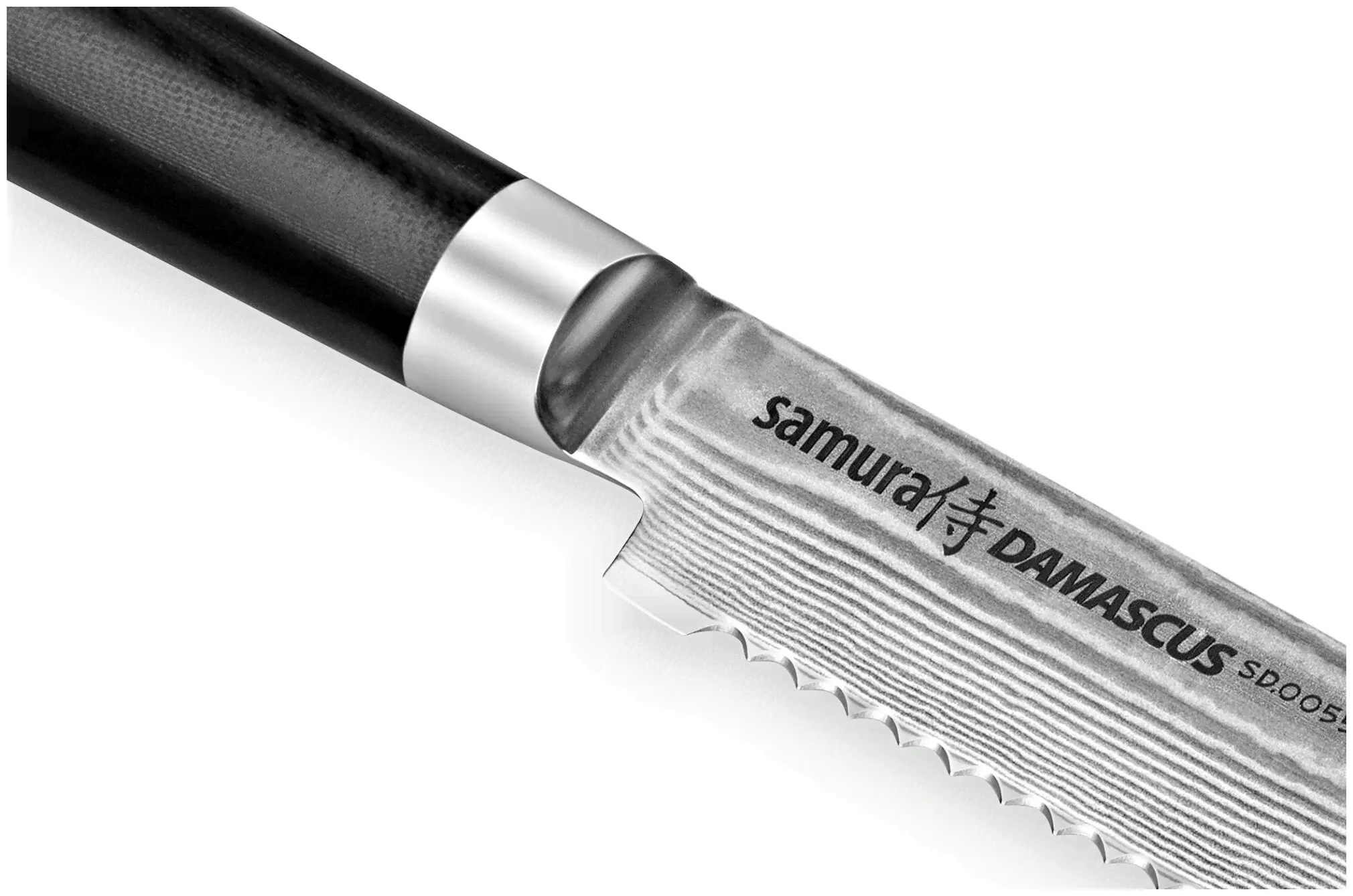 Нож для хлеба Samura Damascus, лезвие 23 см, черный
