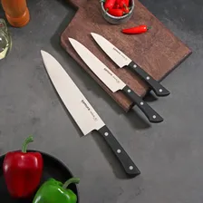 Набор ножей Samura HARAKIRI, 3 шт: лезвие 10 см, 15 см, 20 см, чёрная рукоять