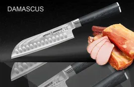 Нож кухонный стальной Сантоку Samura Damascus SD-0094/G-10
