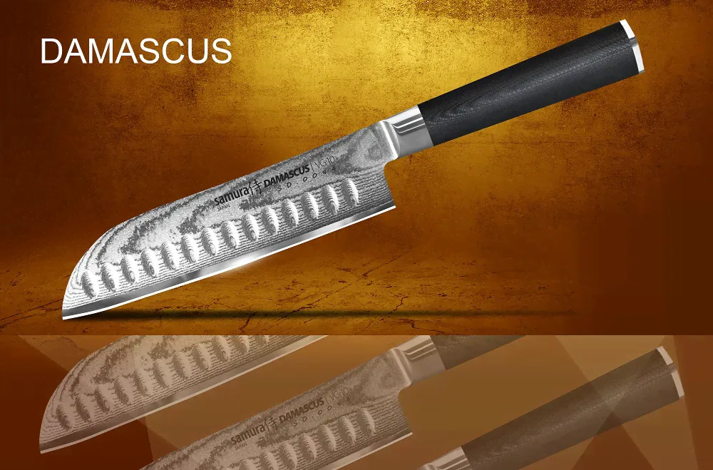 Нож кухонный Сантоку (большой японский шеф) Samura Damascus