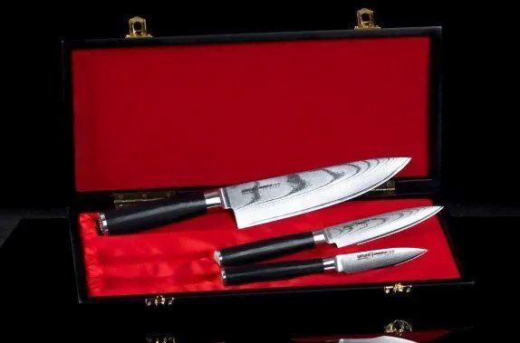 Набор подарочный из 3 кухонных ножей "Поварская тройка" Samura Damascus SD-0220-0
