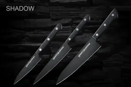 Набор из 3 ножей Samura Shadow с покрытием Black Fuso (11, 21, 85), AUS-8, ABS пластик, SH-0220/16, купить в интернет-магазине с доставкой по Москве и России